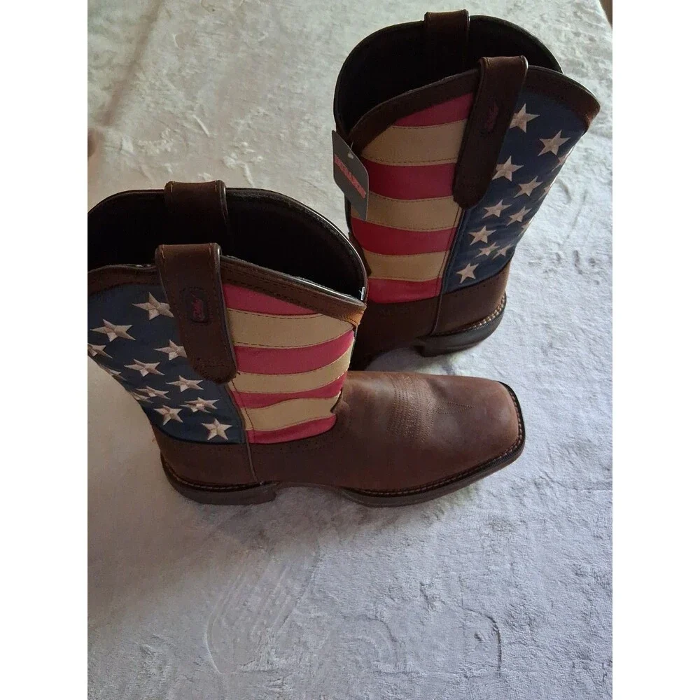 Durango Rebel Patriotic Men Size 11 Pull-On Brown Western Flag Boots